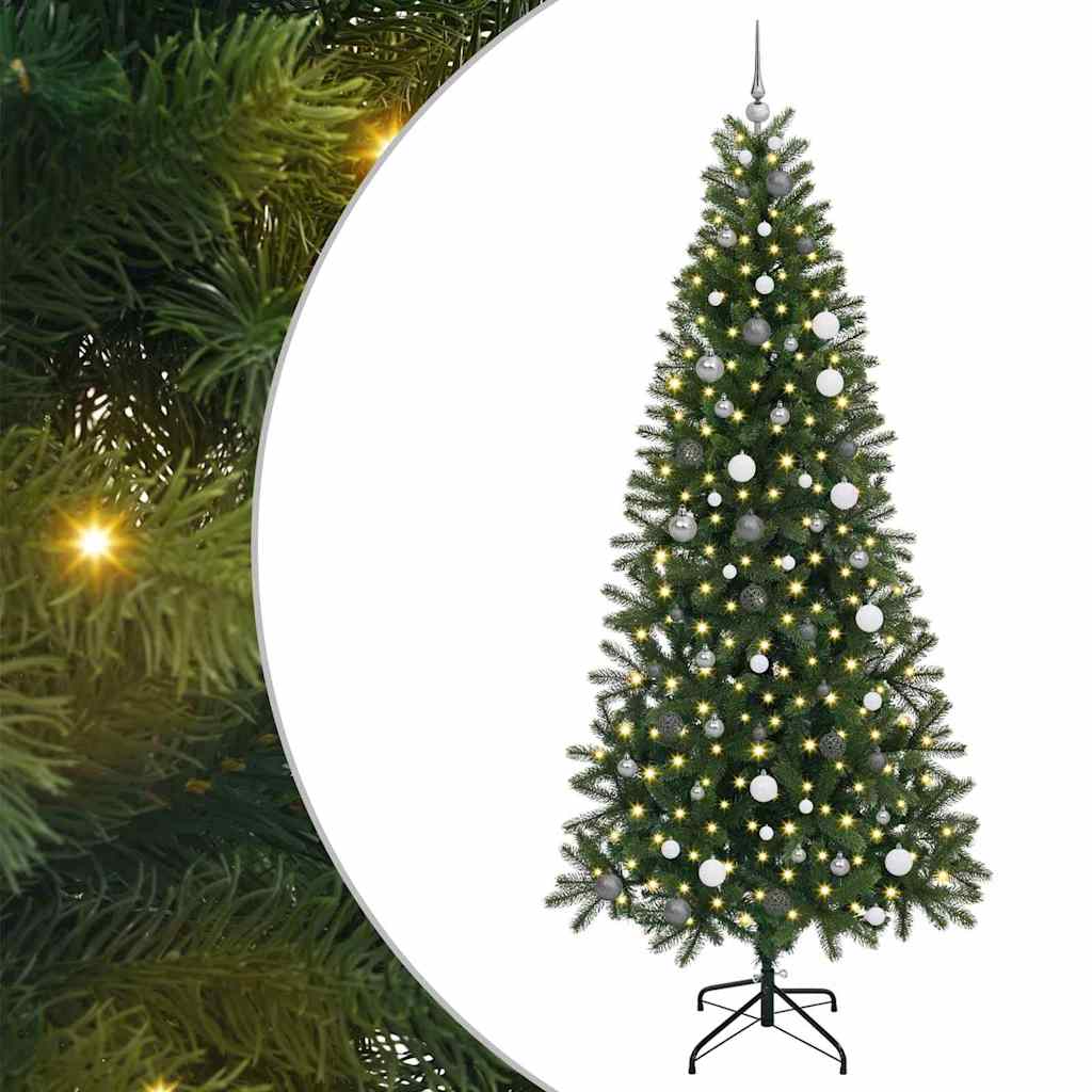 Kunstigt juletræ med 300 LED'er Grøn 240 cm PE og PVC