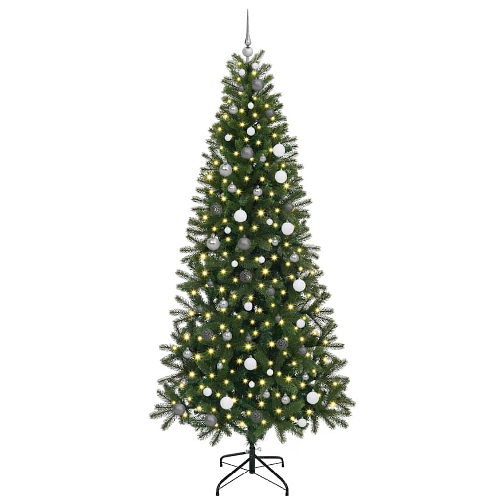 Kunstigt juletræ med 300 LED'er Grøn 240 cm PE og PVC
