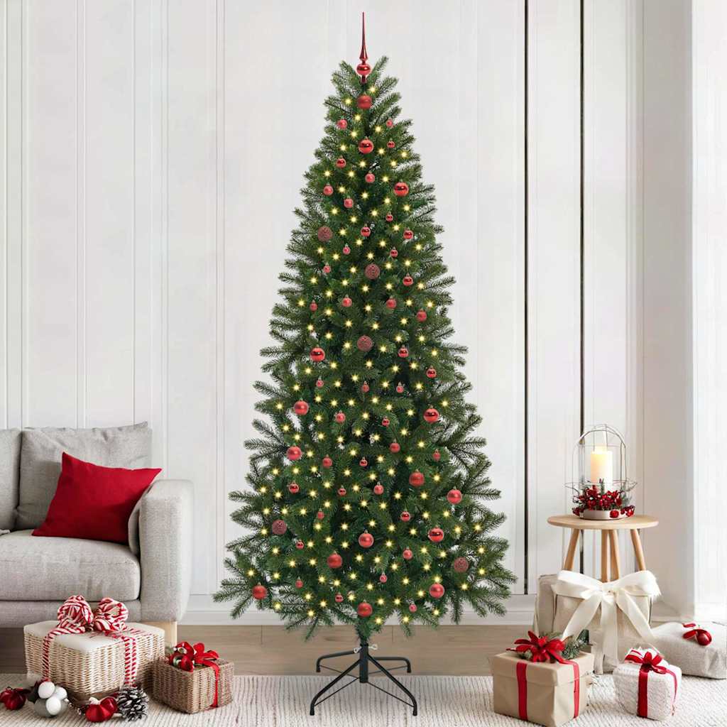Kunstigt juletræ med 300 LED'er Grøn 240 cm PE og PVC