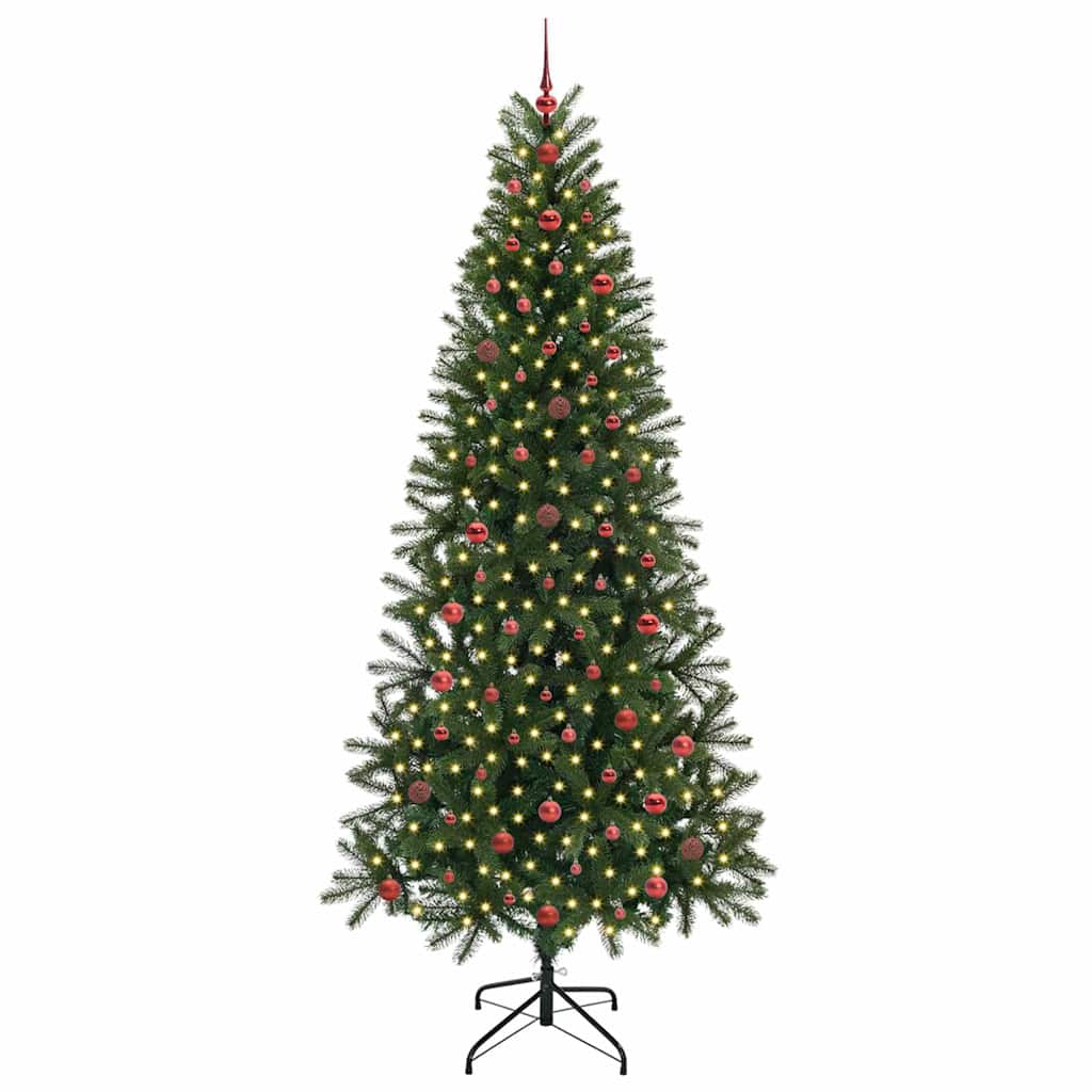 Kunstigt juletræ med 300 LED'er Grøn 240 cm PE og PVC