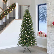 Kunstigt juletræ med 300 LED'er Grøn 240 cm PE og PVC
