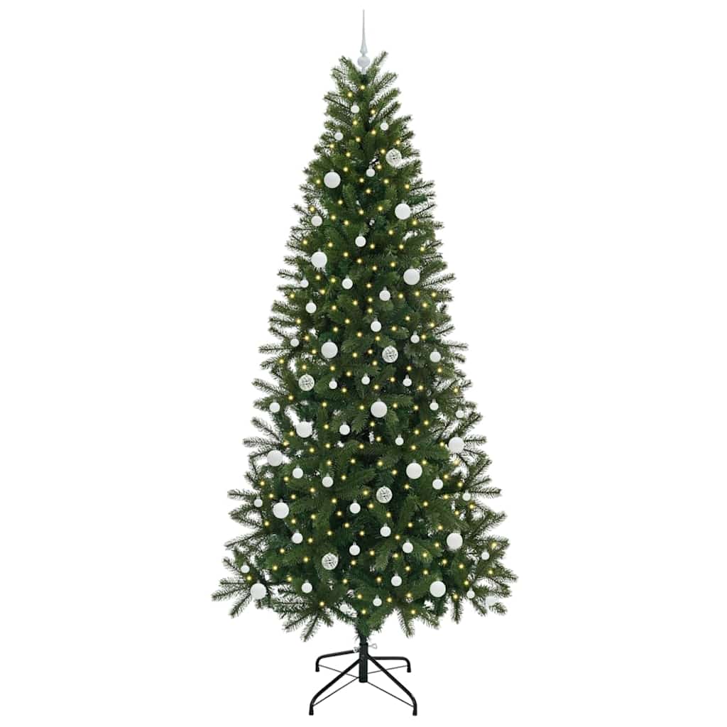 Kunstigt juletræ med 300 LED'er Grøn 240 cm PE og PVC