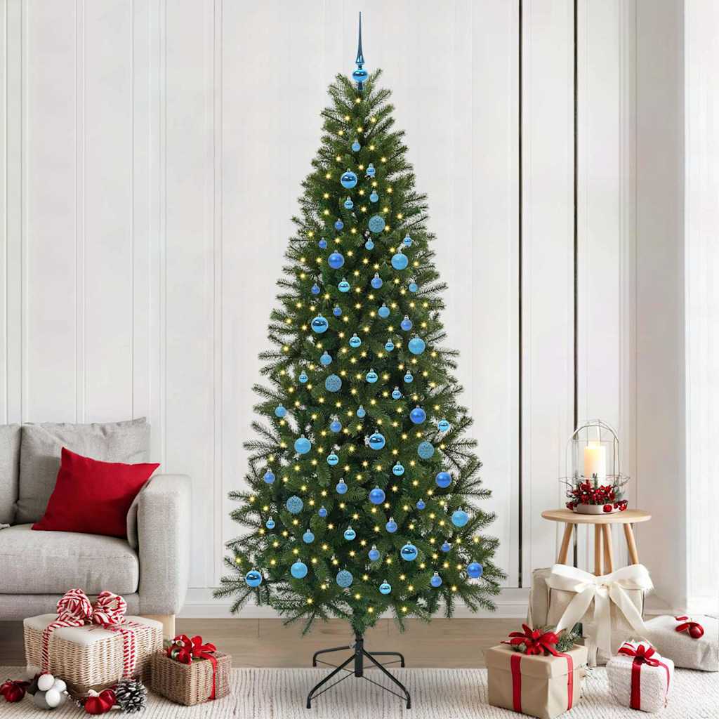 Kunstigt juletræ med 300 LED'er Grøn 240 cm PE og PVC