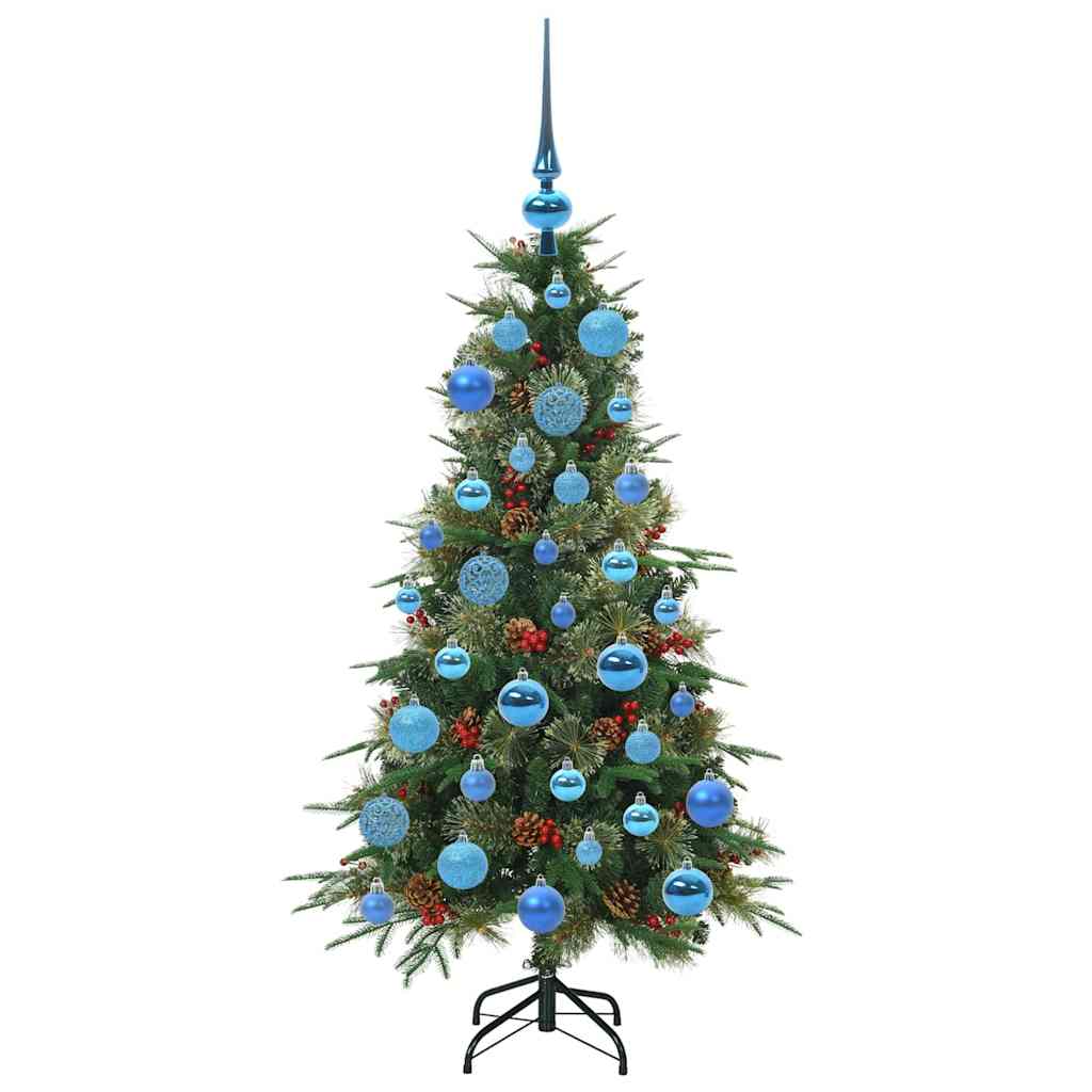 Kunstigt Hinged Juletræ med 150 LED'er Grøn 120 cm PE og PVC