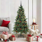 Kunstigt Hinged Juletræ med 150 LED'er Grøn 150 cm PE og PVC