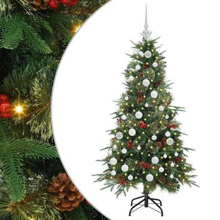 Kunstigt Hinged Juletræ med 150 LED'er Grøn 150 cm PE og PVC