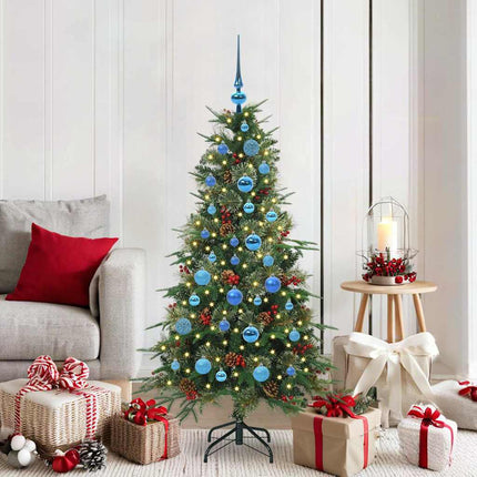Kunstigt Hinged Juletræ med 150 LED'er Grøn 150 cm PE og PVC