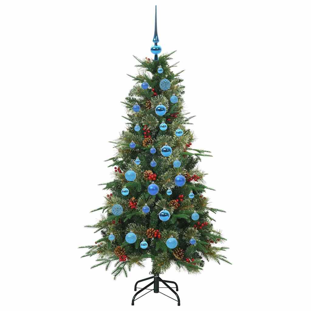 Kunstigt Hinged Juletræ med 150 LED'er Grøn 150 cm PE og PVC