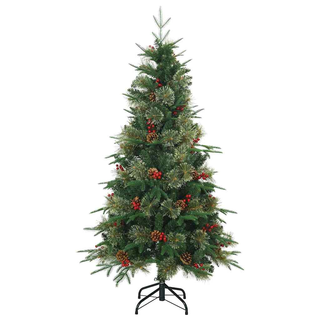 Kunstigt Hinged Juletræ med 150 LED'er Grøn 150 cm PE og PVC