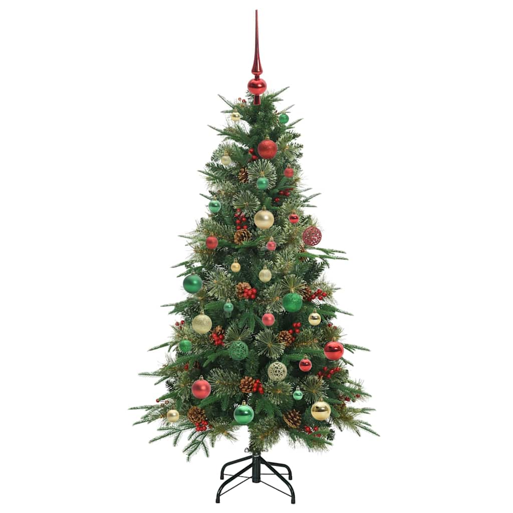 Kunstigt Hinged Juletræ med 150 LED'er Grøn 150 cm PE og PVC