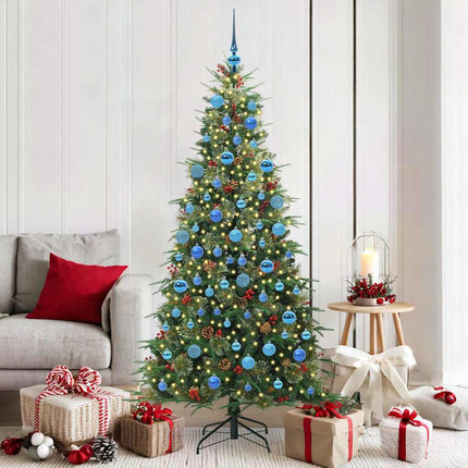 Kunstigt Hinged Juletræ med 300 LED'er Grøn 180 cm PE og PVC