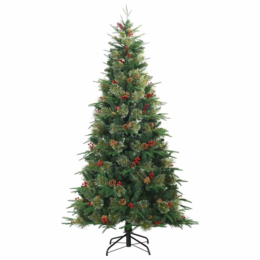 Kunstigt Hinged Juletræ med 300 LED'er Grøn 210 cm PE og PVC