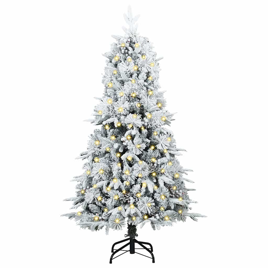 Kunstigt Hinged Juletræ med 150 LED'er Grøn 120 cm PE og PVC