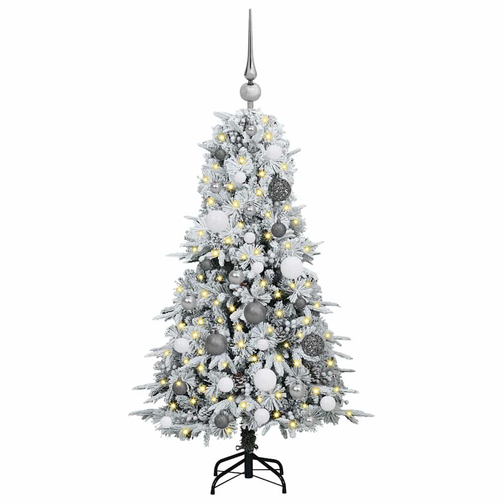 Kunstigt Hinged Juletræ med 150 LED'er Hvid 120 cm PE og PVC