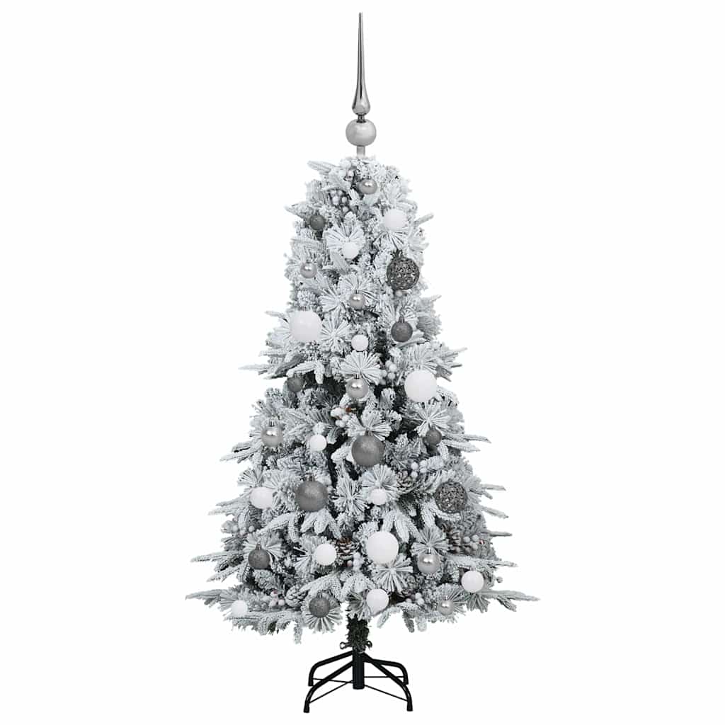 Kunstigt Hinged Juletræ med 150 LED'er Hvid 120 cm PE og PVC