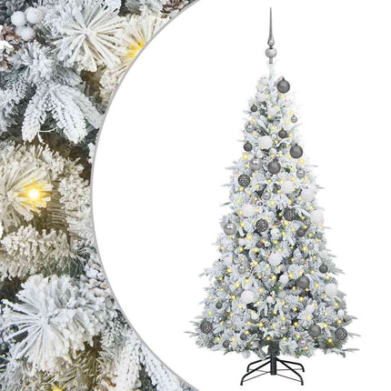 Kunstigt Hinged Juletræ med 300 LED'er Hvid 180 cm PE og PVC