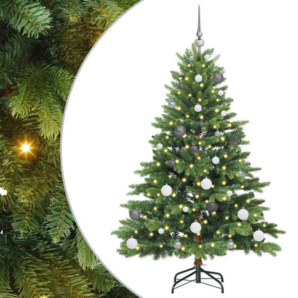 Kunstigt juletræ med 150 LED'er Grøn 150 cm PE og PVC