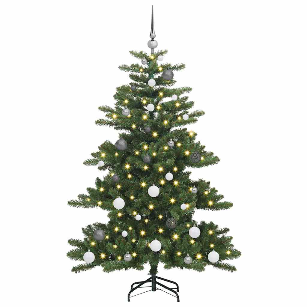 Kunstigt Hinged Juletræ med 150 LED'er Grøn 150 cm PVC og Stål