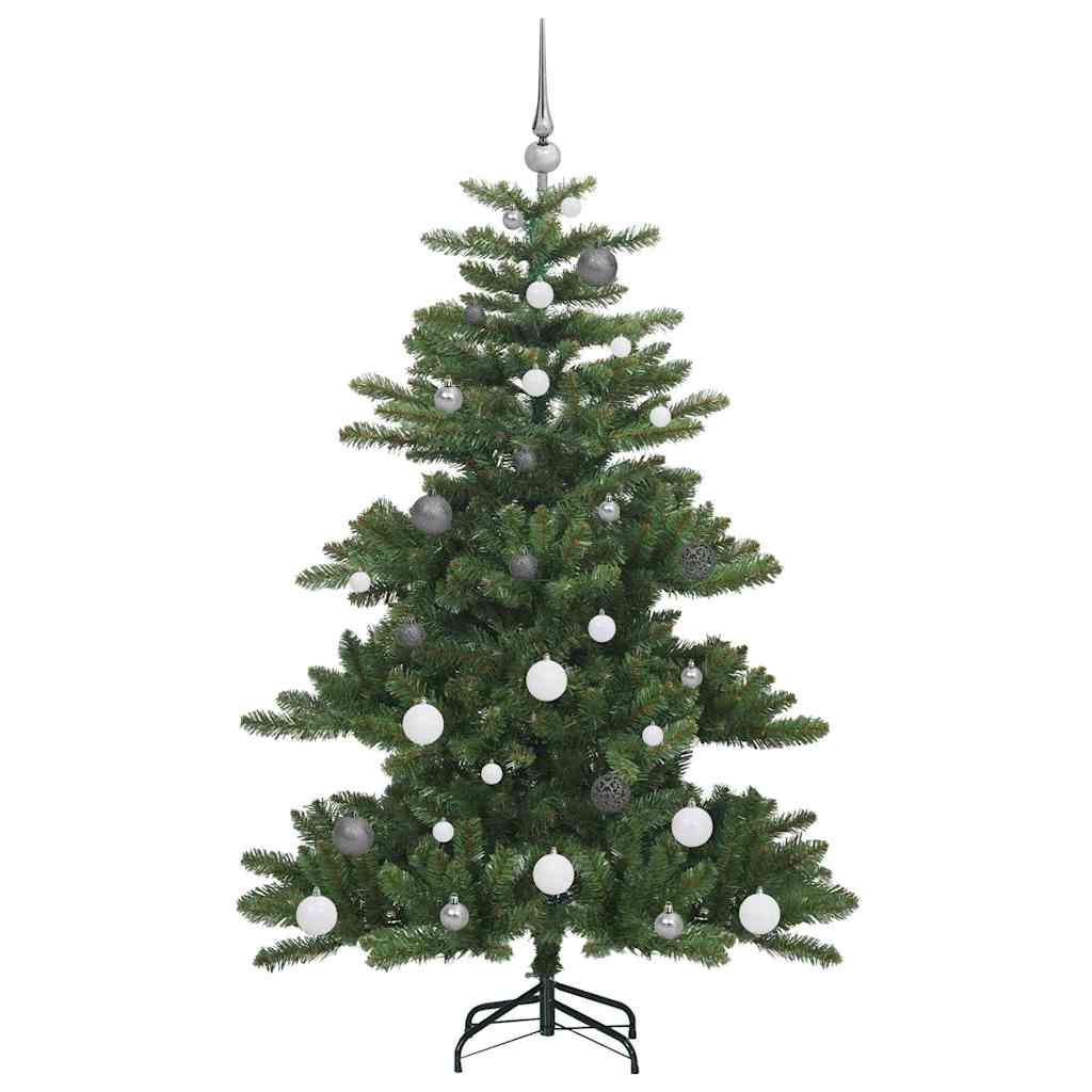 Kunstigt Hinged Juletræ med 150 LED'er Grøn 150 cm PVC og Stål