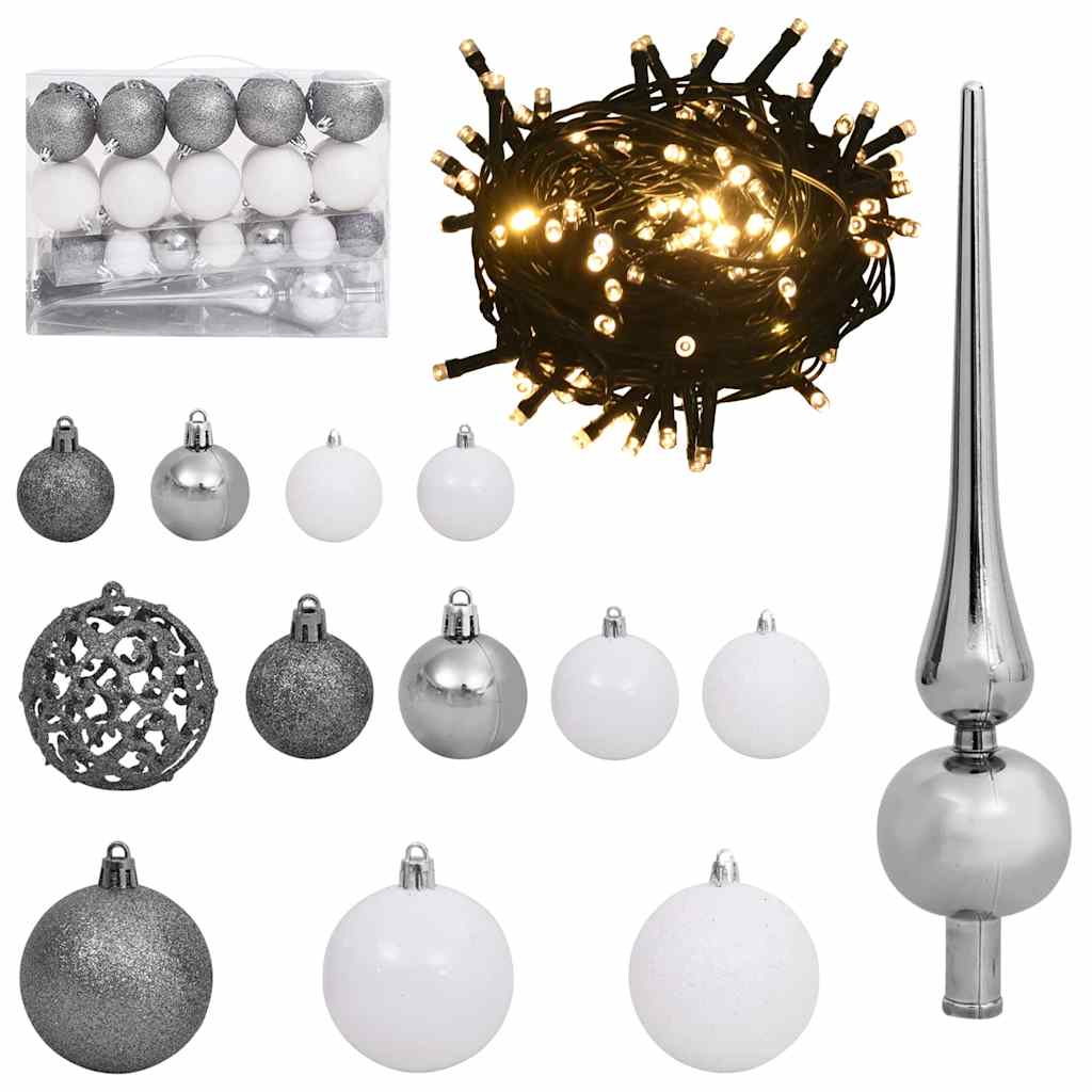Kunstigt Hinged Juletræ med 150 LED'er Grøn 150 cm PVC og Stål