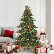 Kunstigt Hinged Juletræ med 300 LED'er Grøn 180 cm PVC og Stål