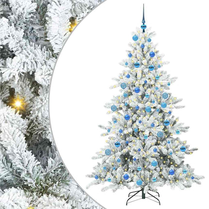 Kunstigt Hinged Juletræ med 300 LED'er Hvid 180 cm PVC og Stål