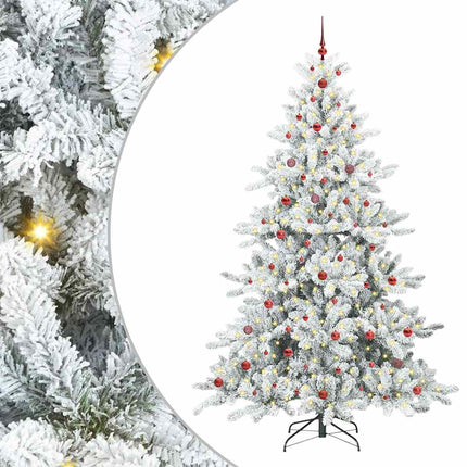 Kunstigt Hinged Juletræ med 300 LED'er Hvid 240 cm PVC og Stål