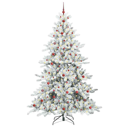 Kunstigt Hinged Juletræ med 300 LED'er Hvid 240 cm PVC og Stål