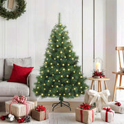 Kunstigt juletræ med 150 LED'er Grøn 120 cm PE og PVC