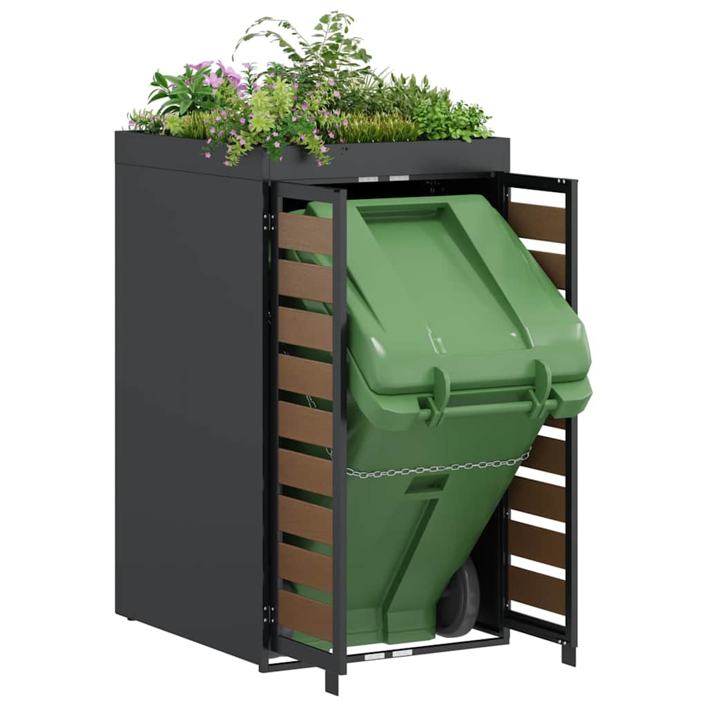 Affaldsspand opbevaring med plante-tag til 240L spand Antracit