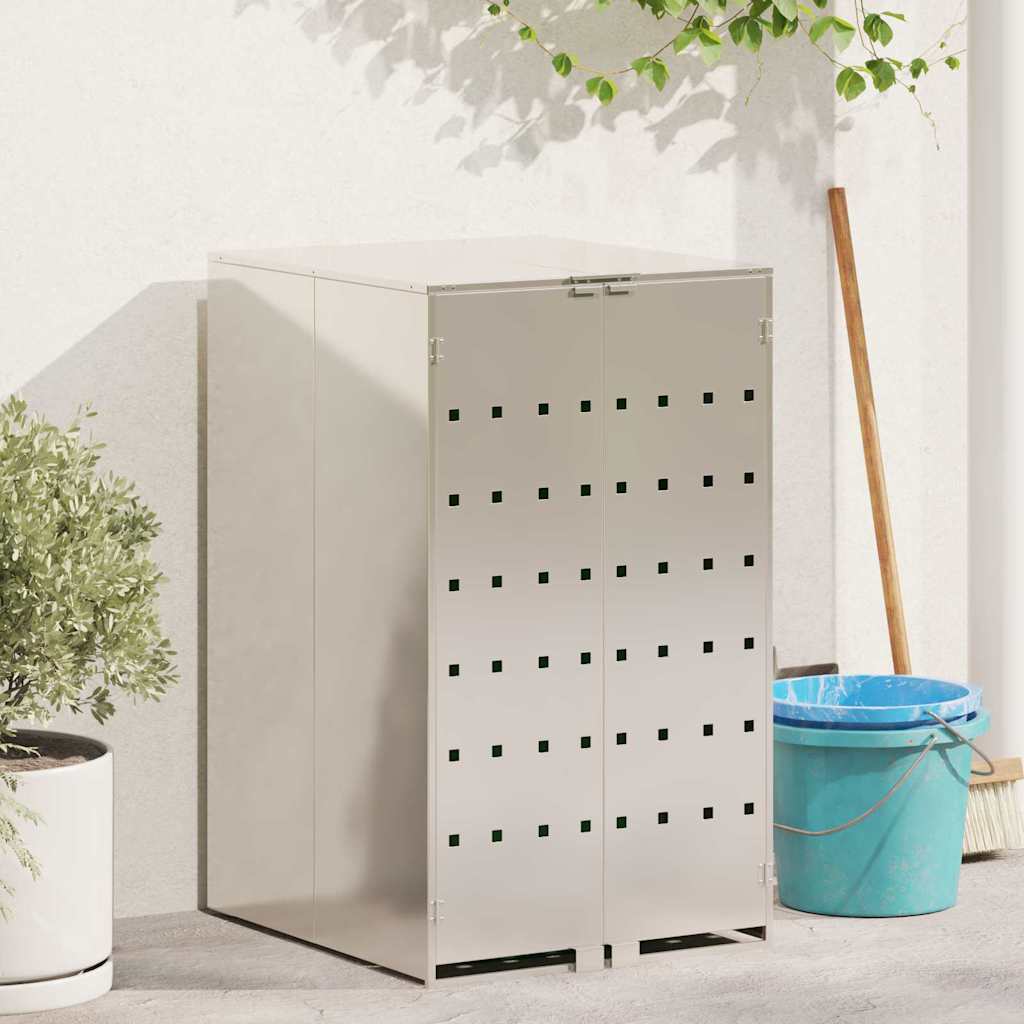 Affaldsspand opbevaring med gasløftlåg til 240L spand Sølv