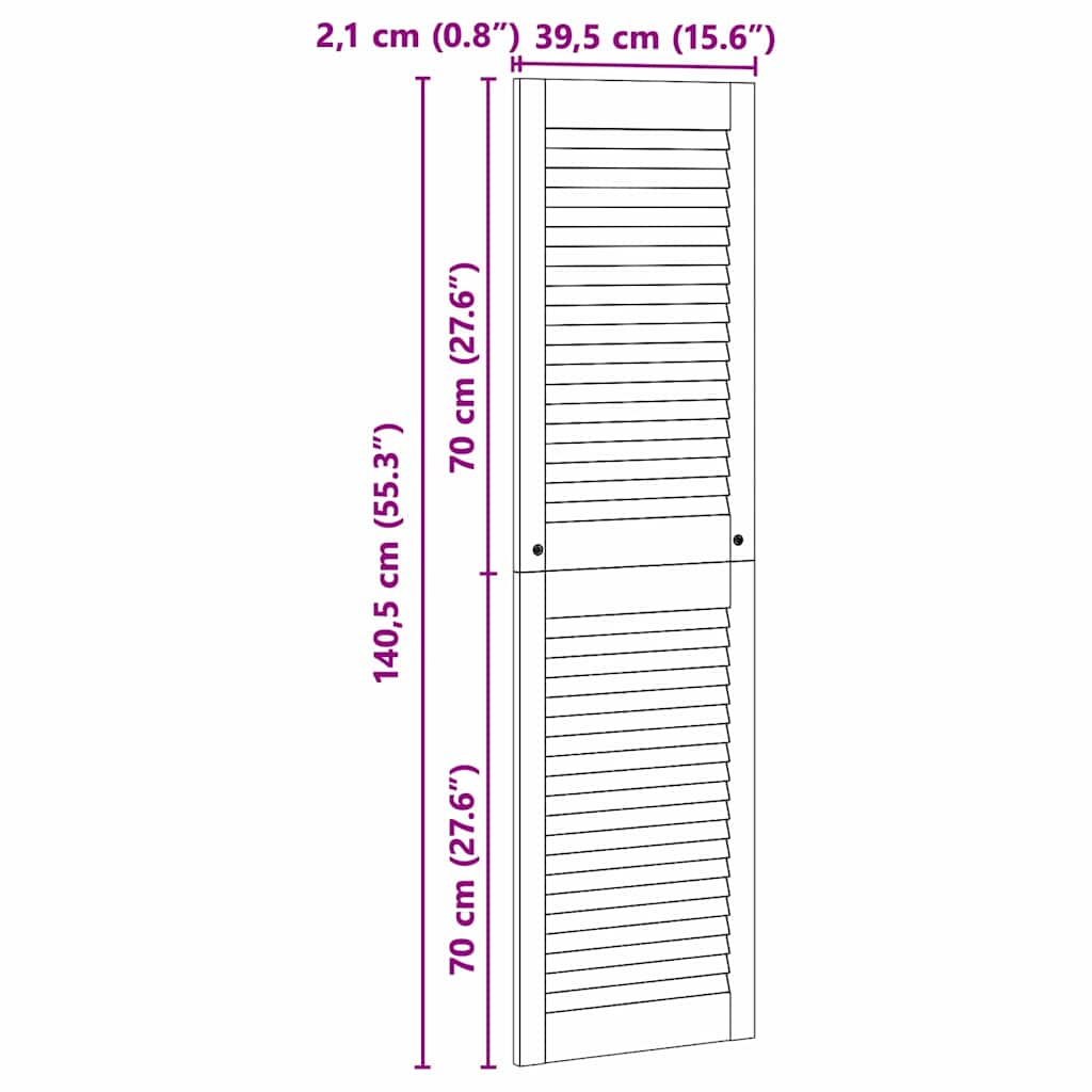 Skabsdør Naturfarvet 140,5 x 2,1 x 39,5 cm Massiv fyrretræ