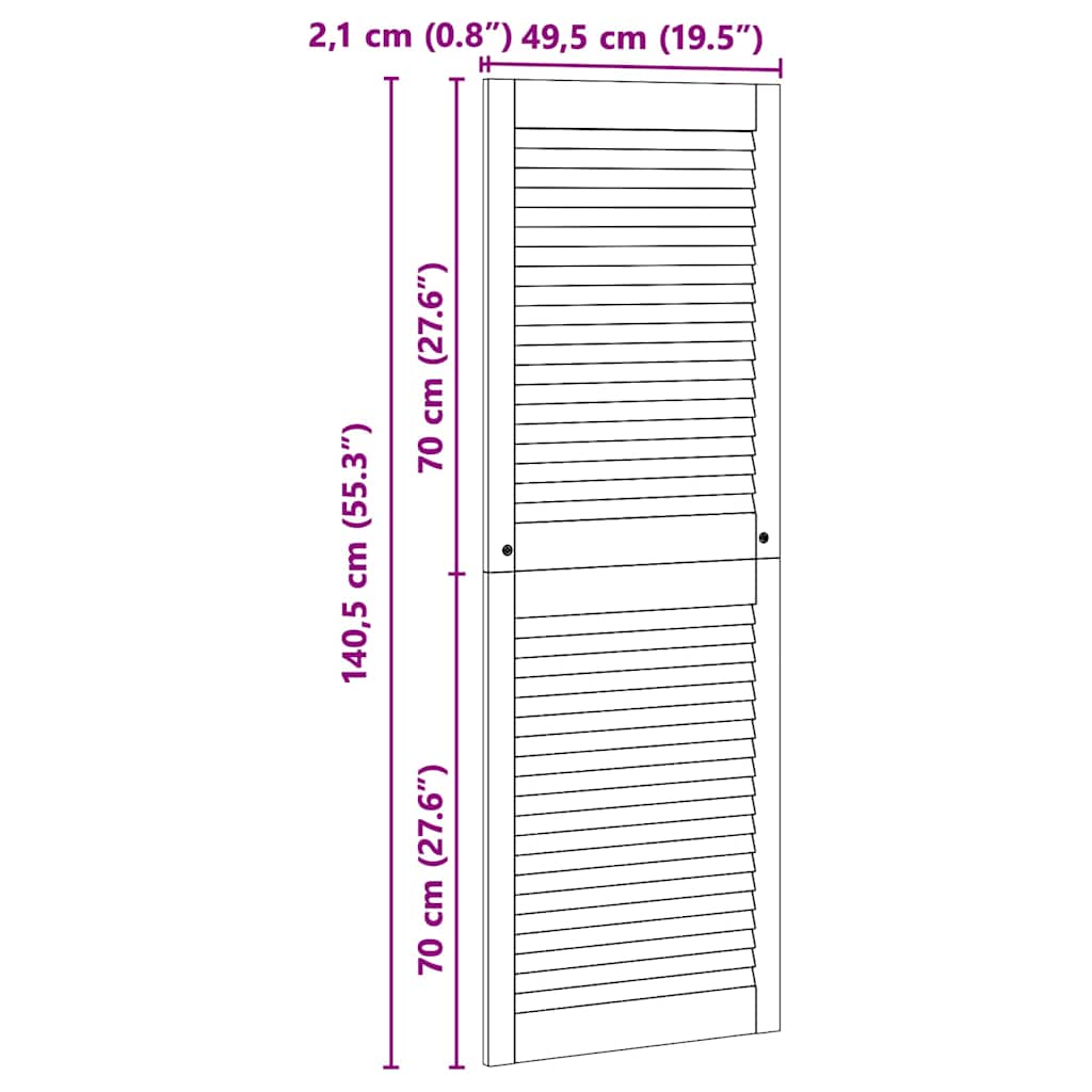 Skabsdør Naturfarvet 49,5 x 2,1 x 140,5 cm Massiv fyrretræ