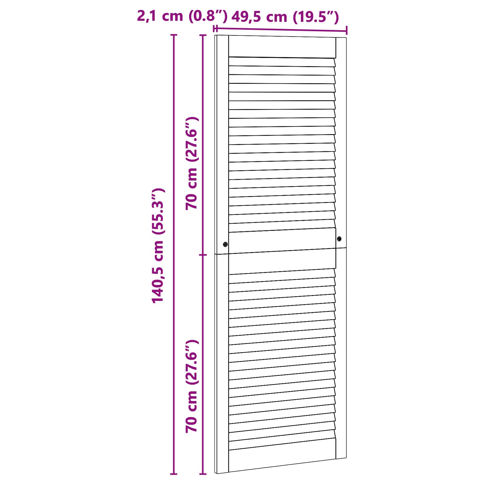 Skabsdør med dør 2 pcs Naturfarvet 49,5 x 2,1 x 140,5 cm