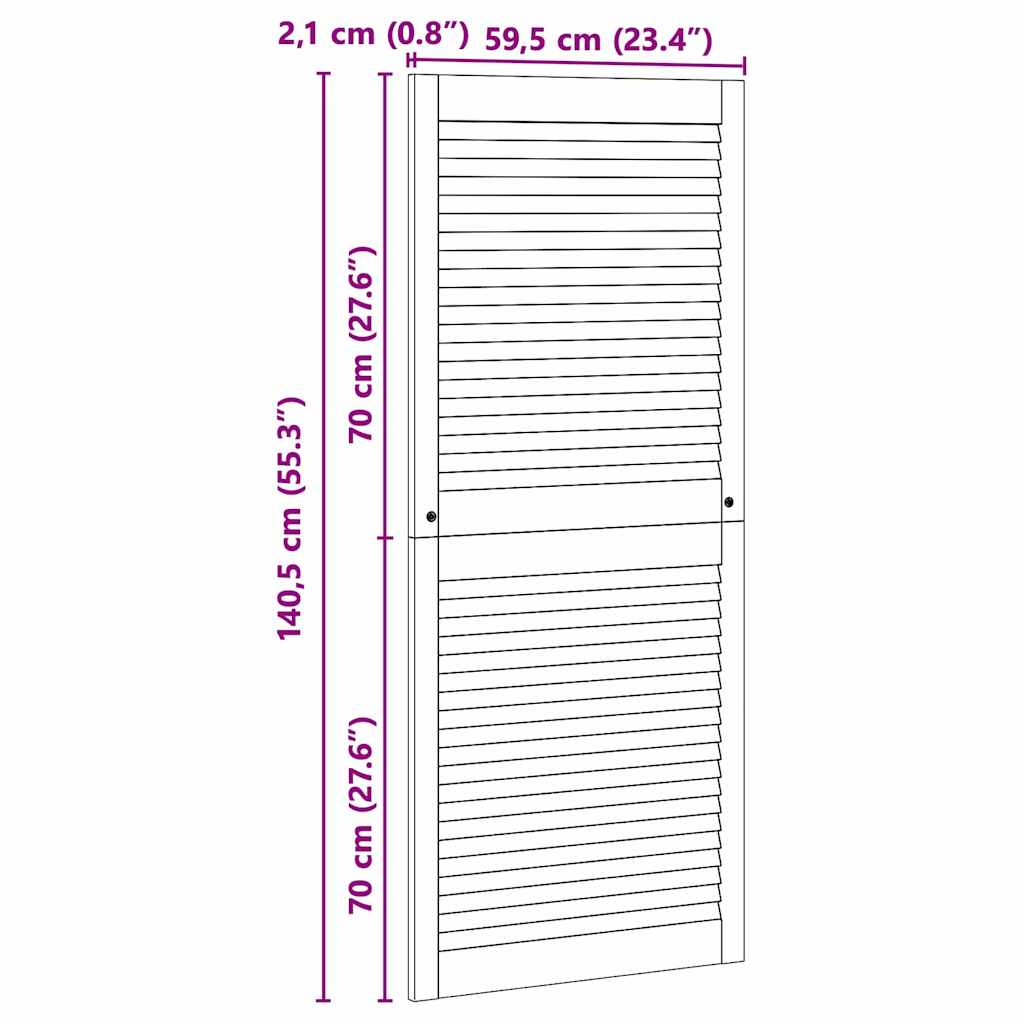 Skabsdør Naturfarvet 140,5 x 2,1 x 59,5 cm Massiv fyrretræ