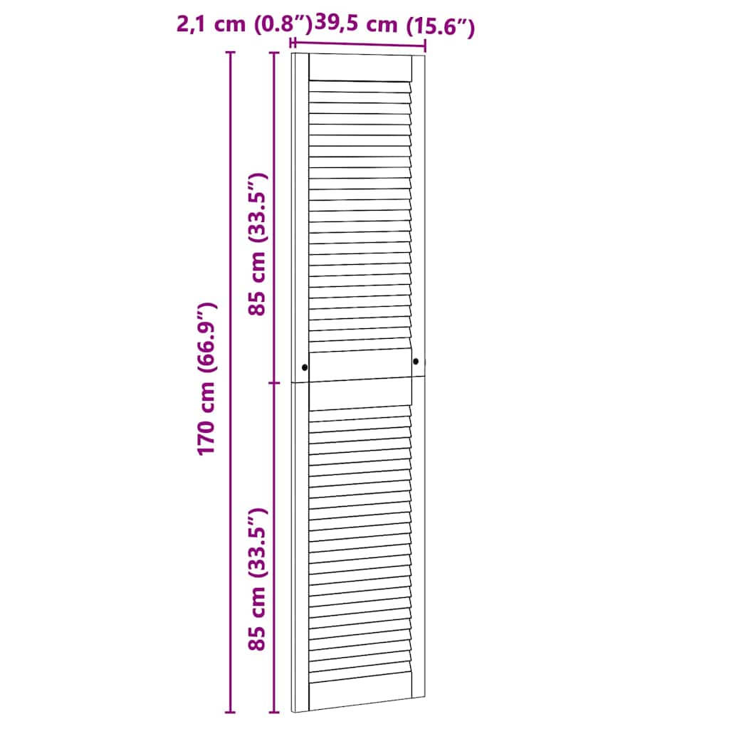 Skabsdør Naturfarvet 170 x 2,1 x 39,5 cm Massiv fyrretræ