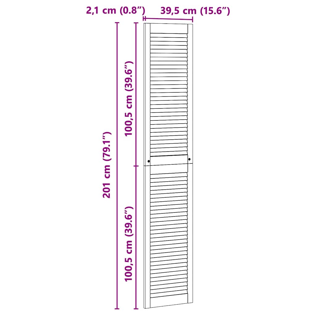 Skabsdør Naturfarvet 201 x 2,1 x 39,5 cm Massiv fyrretræ