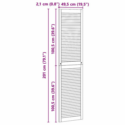 Skabsdør Naturfarvet 201 x 2,1 x 49,5 cm Massiv fyrretræ