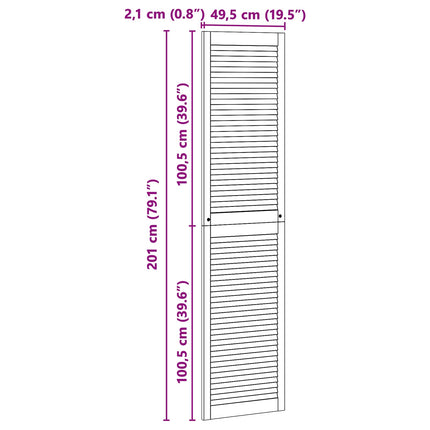 Skabsdør 2 pcs Naturfarvet 201 x 2,1 x 49,5 cm Massiv fyrretræ