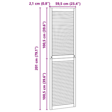 Skabsdør 2 pcs Naturfarvet 201 x 2,1 x 59,5 cm Massiv fyrretræ