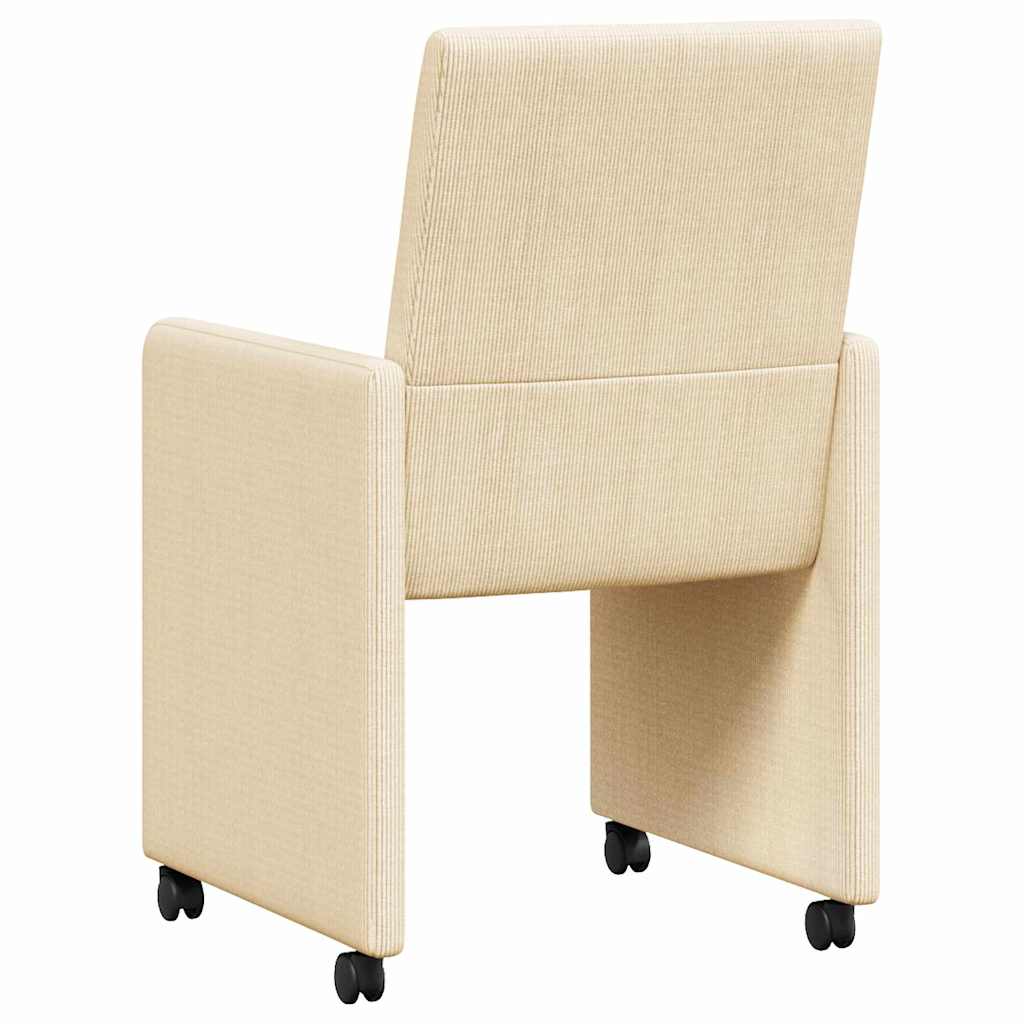 Spisebordsstole med hjul med hjul 2 pcs Creme 57 x 66 x 94 cm