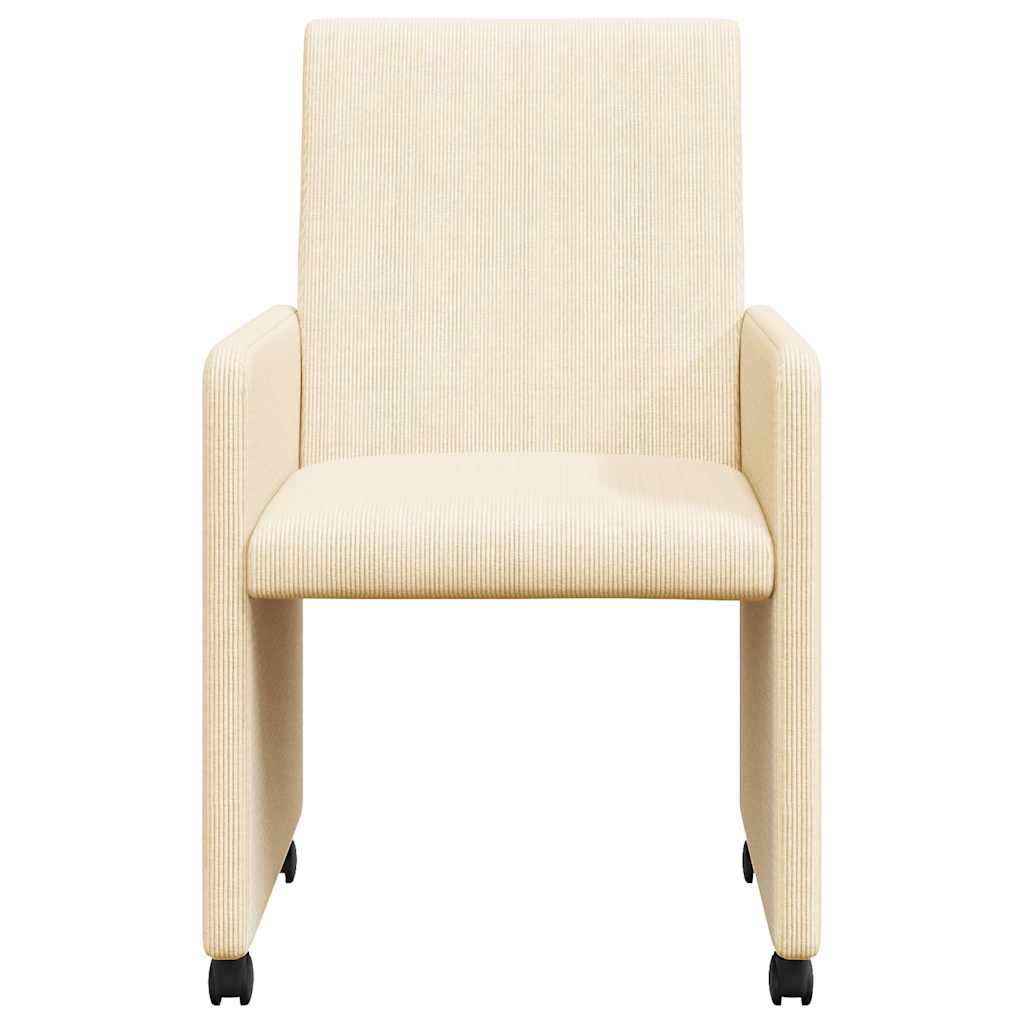Spisebordsstole med hjul med hjul 2 pcs Creme 57 x 66 x 94 cm