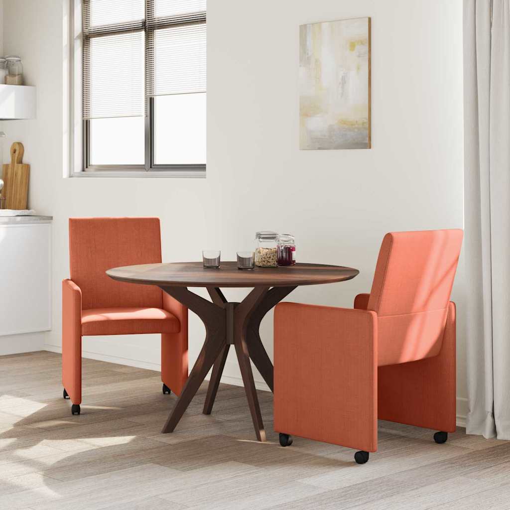 Spisebordsstole med hjul 2 pcs Rød orange 57 x 66 x 94 cm