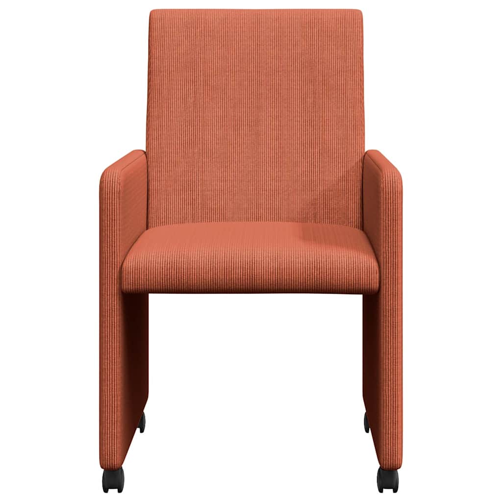 Spisebordsstole med hjul 2 pcs Rød orange 57 x 66 x 94 cm