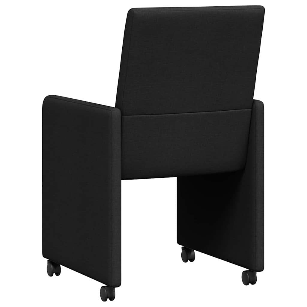 Spisebordsstole med hjul 2 pcs Sort 57 x 66 x 94 cm Stof