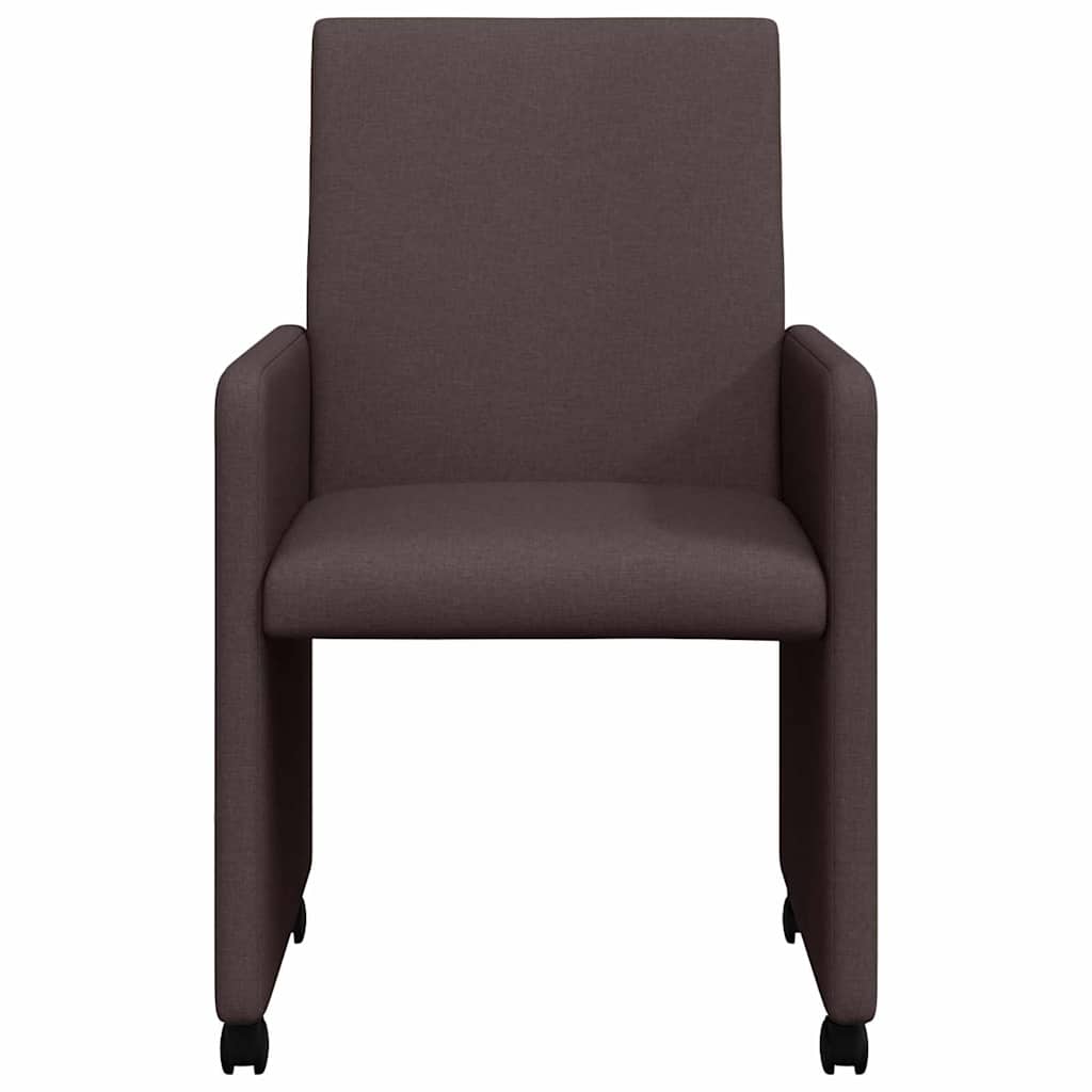 Spisebordsstole med hjul 2 pcs Mørkebrun 57 x 66 x 94 cm Stof