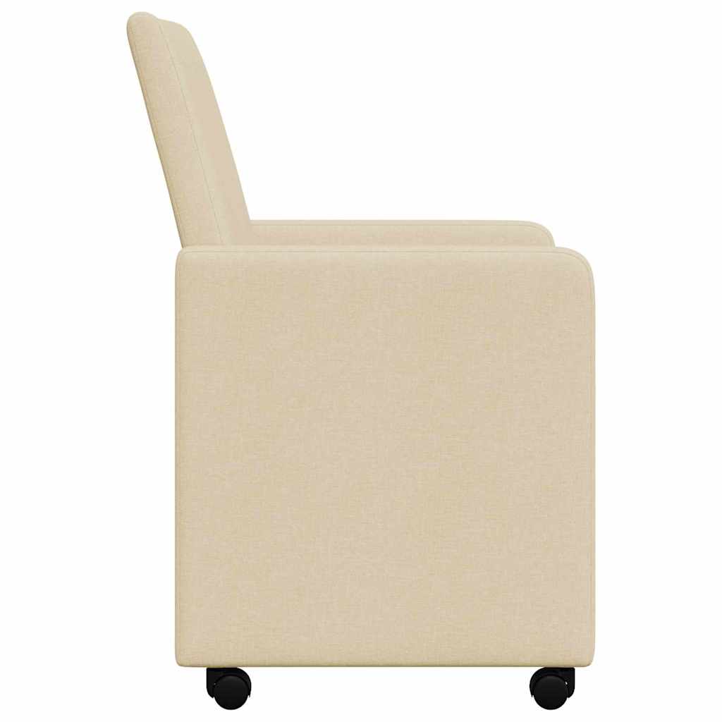 Spisebordsstole med hjul 2 pcs Creme 57 x 66 x 94 cm Stof