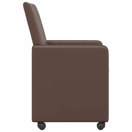Spisebordsstole med hjul 2 stk. Kunstlæder Brun 57 x 66 x 94 cm