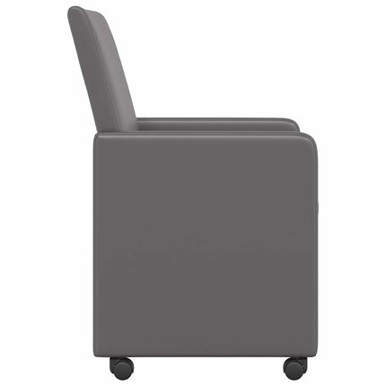 Spisebordsstole med hjul 2 stk. Kunstlæder Grå 57 x 66 x 94 cm