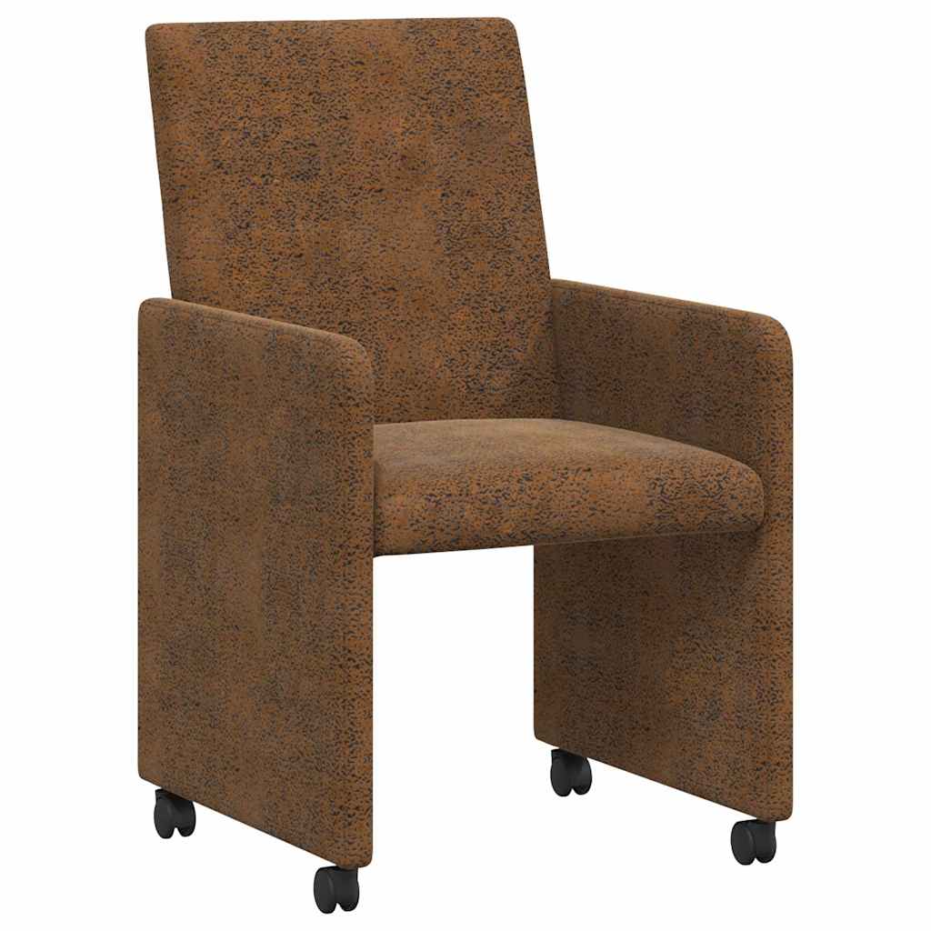Spisebordsstole med hjul med hjul 2 pcs Brun 57 x 66 x 94 cm